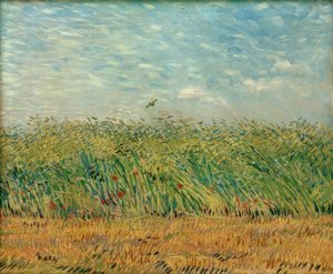 Graanveld met klaprozen en patrijs door Vincent van Gogh